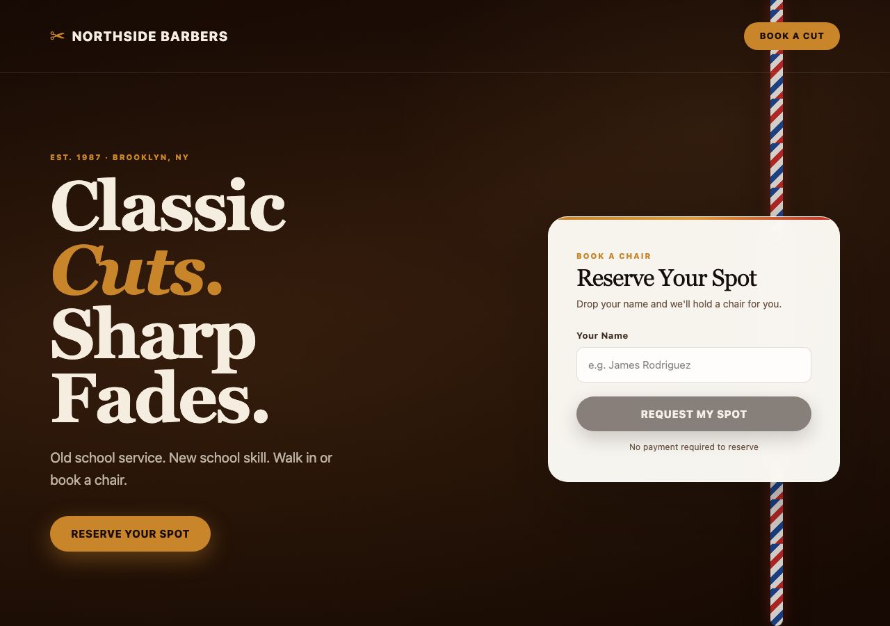 Northside Barbers — a real app built by MAVRK