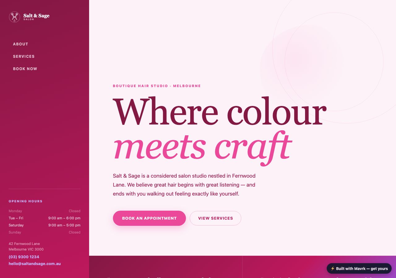 Salt & Sage Salon — a real app built by MAVRK